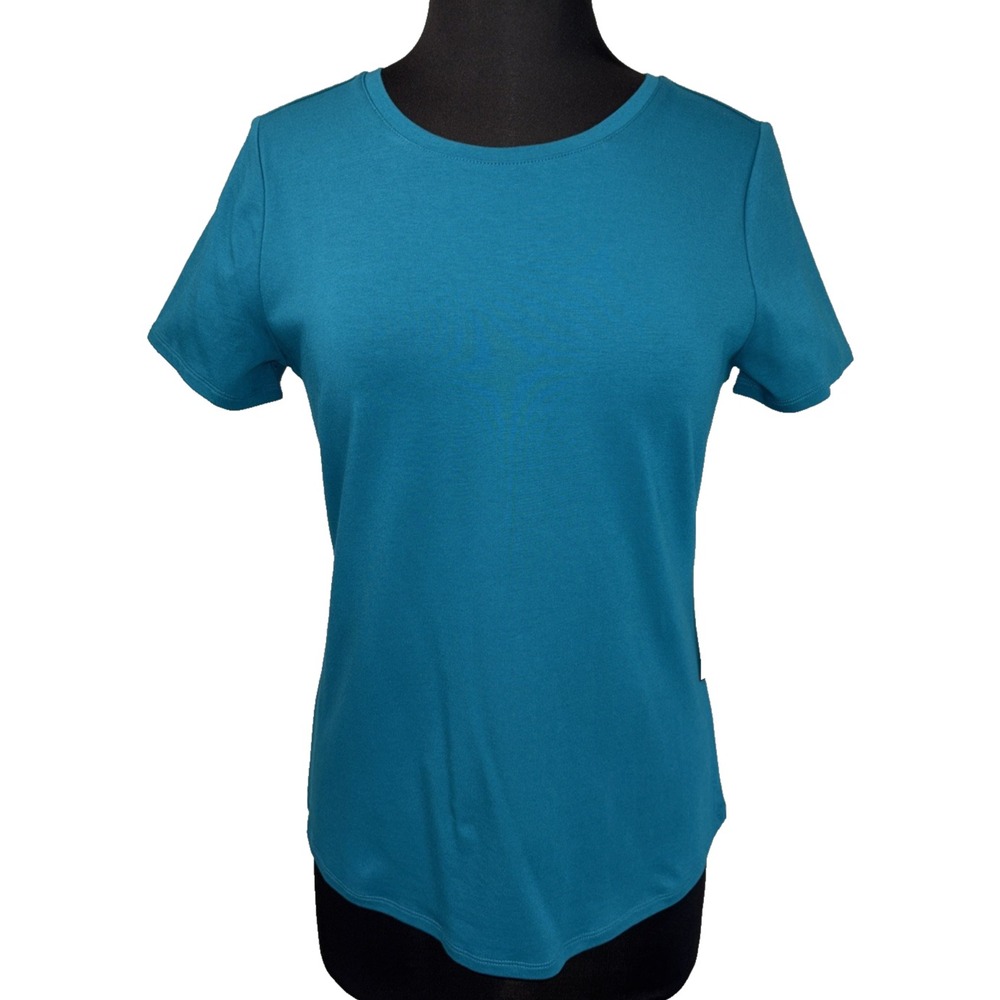 NEW Everyday T Shirt Jewel Women's Size‎ S Teal Short Sleeve Stretch Crew Neck